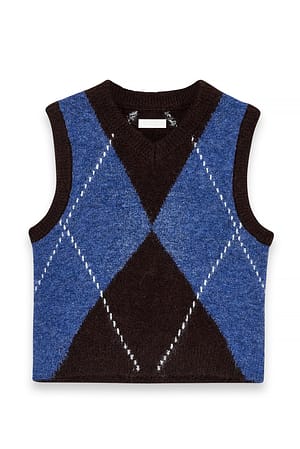 Checkered karierte Strickweste