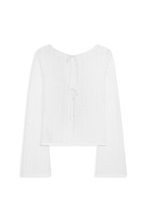 White Knitted Crochet Back Detail Top
