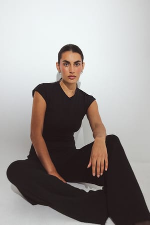 Black Knitted Drawstring Trousers