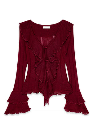 Red Strikket sweater med flæsedetalje