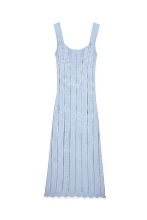 Dusty Blue Strikket vid midi kjole