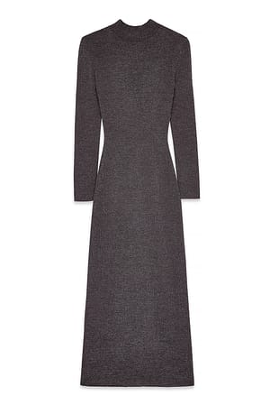 Dark Plum Knitted Glitter Polo Maxi Dress
