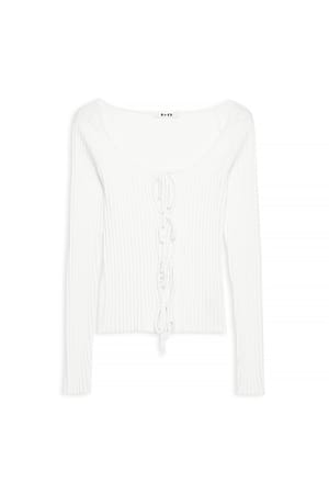 Offwhite Strickjacke mit Schnürung