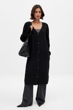 Black Cardigan long en maille