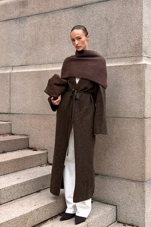 Brown Cárdigan maxi de punto