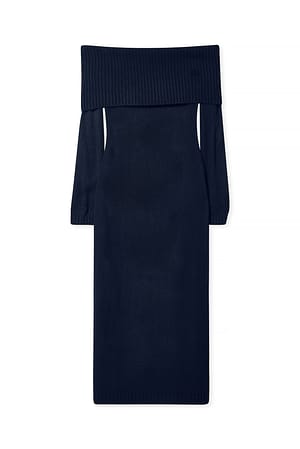 Navy Knitted Midi Dress