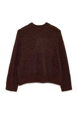 Brown Strickpullover aus Mohairmischung mit Rundhalsausschnitt