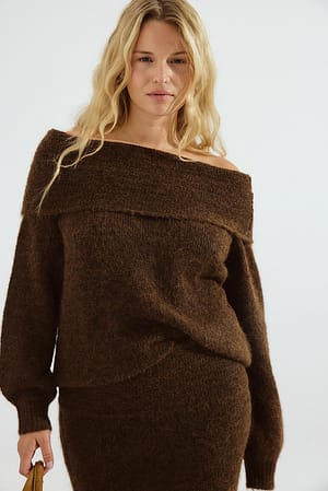 Brown Strikket genser uten skulder