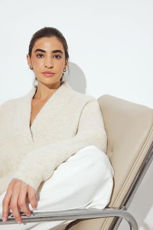 Offwhite Pull oversize en maille à col en V