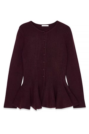 Red Strikket cardigan med peplum