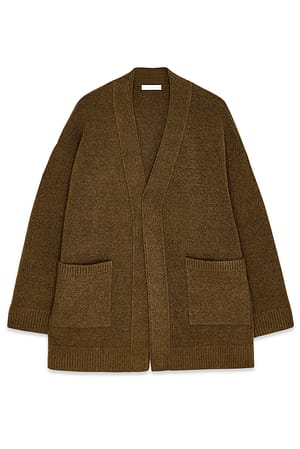 Brown Knitted Pocket Cardigan