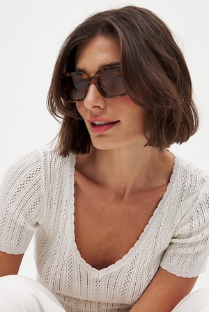 Offwhite Knitted Pointelle Short Sleeve Top