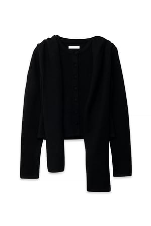 Black Strikket cardigan med tørklædedetalje