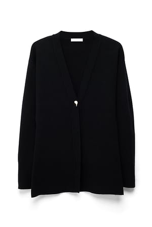 Black Knitted Sculptural Cardigan