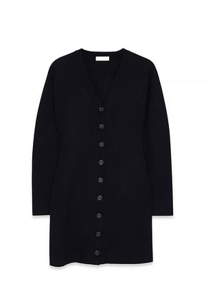 Black Knitted Sculptural Mini Dress