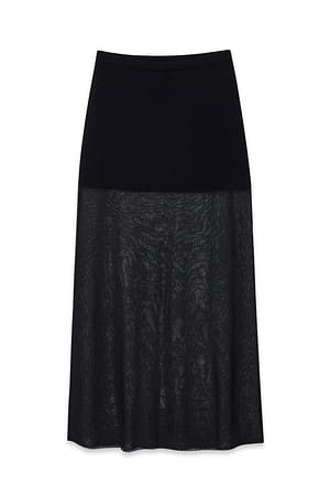 Black gestrickter transparenter Midirock
