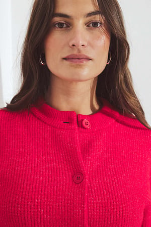 Red kurzärmeliger Strick-Cardigan