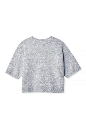 Grey Strikket trøje med korte ærmer