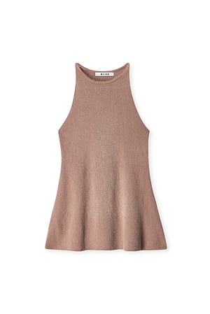 Taupe Ärmelloses Stricktop mit Schlitz