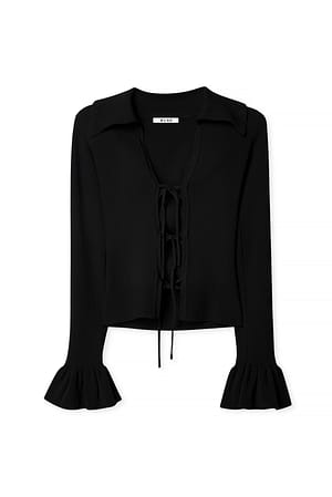 Black Geripptes Stricktop mit Schnürung