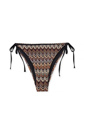 Multi Brown Knitted Tie Strap Bikini Panty