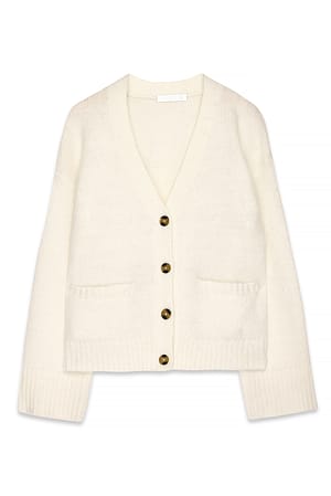 Offwhite Strick-Cardigan aus Wollmischung