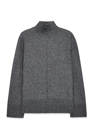 Mid Greymelange Pullover aus Strick aus Wollmischung mit Nahtdetail