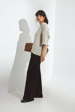 Black Knitted Wool Blend Trousers