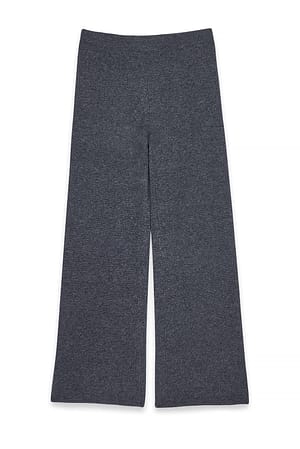 Grey Melange Pantalon en maille de laine mélangée