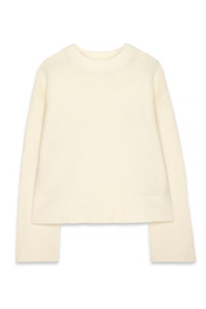 Offwhite Strickpullover aus Wolle