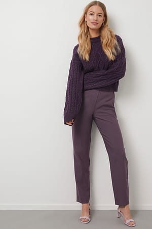 Plum Straight Suit Pants
