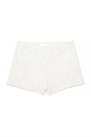 White Lace Detail Mini Shorts
