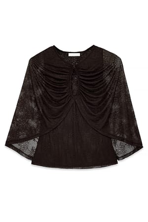 Brown Lace Cape Top
