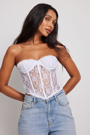 White Lace Detail Cup Corset
