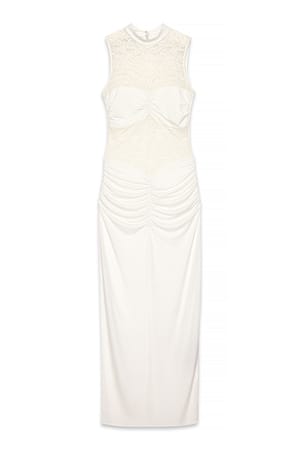 Offwhite Lace Detail Maxi Dress