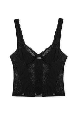 Black Lace Panel Corset