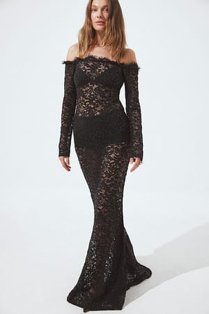 Black Maxikleid aus Spitze