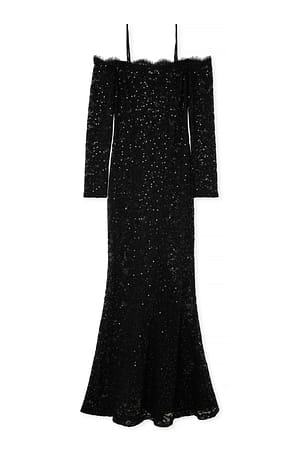 Black Robe longue en dentelle