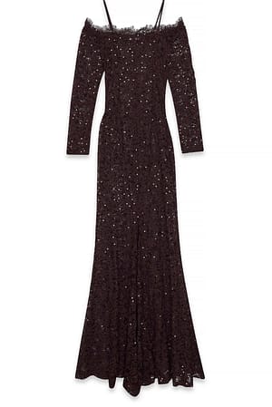Dark Plum Robe longue en dentelle