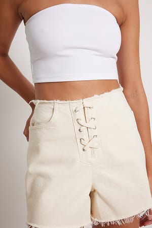 Offwhite Denim-Shorts mit hoher Taille