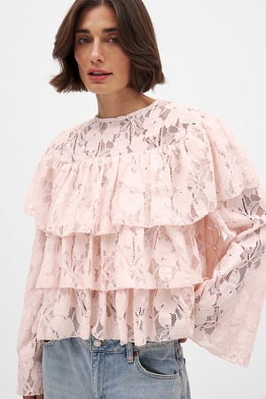 Light Pink Layered Flounce Blouse