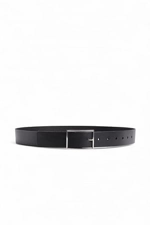 Black Leather Squared Buckle Belt