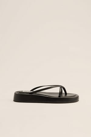 Black Lederpantoffeln