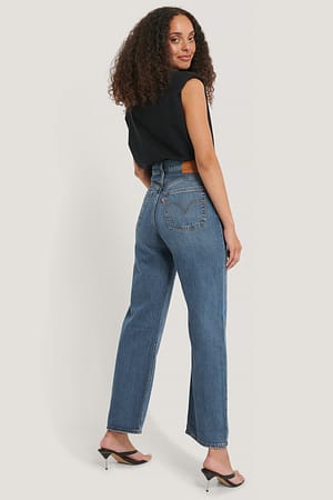 Ankellånga Raka Jeans Med Hög Midja