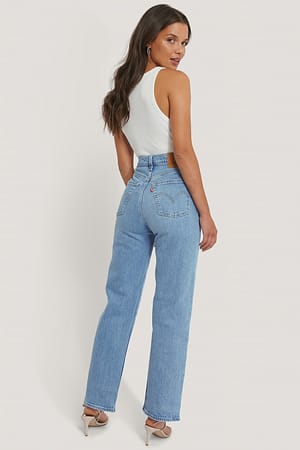Light Indigo - Worn In Ankellange Rette Bukser I Ribcage-Modell