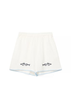 Offwhite Short en lin mélangé brodé
