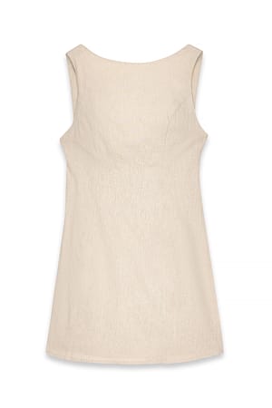 Beige Minikleid aus Leinenmischung mit offenen Rücken