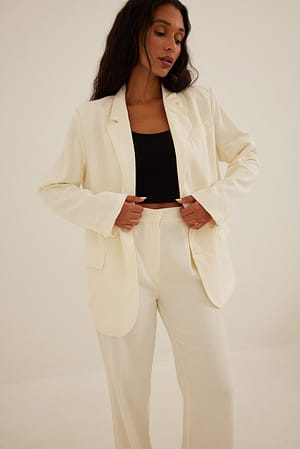 White Americana oversize de mezcla de lino