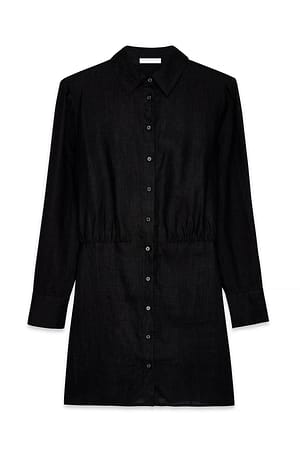 Black Hemdkleid aus Leinen