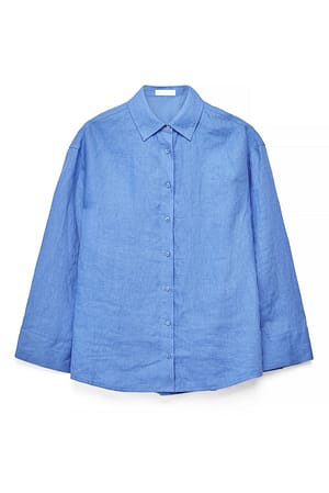 Blue weite Leinenbluse